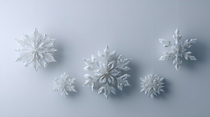 &ldquo;White Snowflakes on Blue Background &ndash; Winter Season, Frost, Ice Crystal Decoration&rdquo;