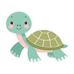Adorable baby turtle character with a friendly smile.