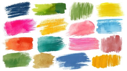 Vibrant Watercolor Brush Strokes Collection in Multiple Colors