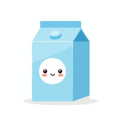 Adorable smiling milk carton character with a cute face.
