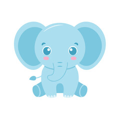 Cute Baby Elephant Illustration with Big Eyes and Ears.