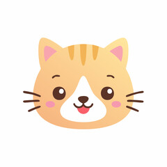 Cute cartoon cat face with pink ears and stripes.