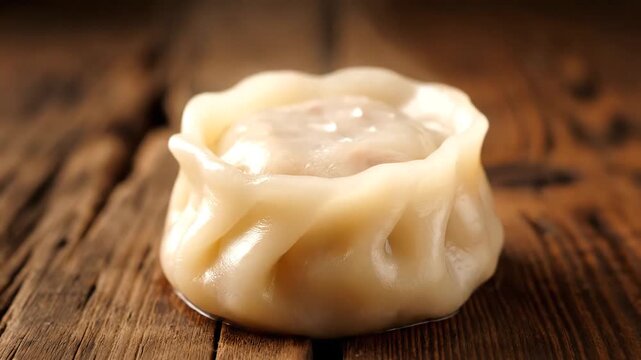 Delicious Buuz Dumpling on Rustic Wooden Table A Culinary Delight.