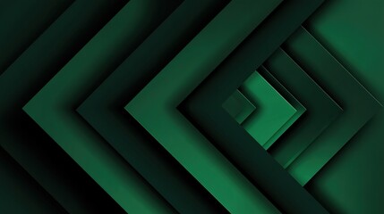 Obraz premium “Dark Green Abstract Geometric Background – Modern Layered Shapes Design Wallpaper”