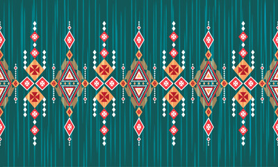 Ethnic Geometric Ikat Pattern Seamless Border