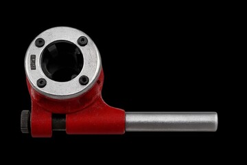 Manual pipe threader tool, isolated with detailed texture, clean industrial look, transparent background.