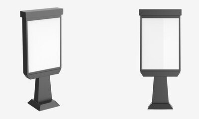 Blank advertising billboard isolated on white background. 3d illustration	