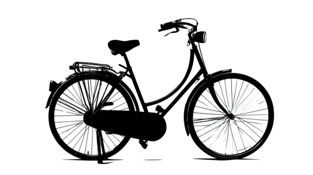 black silhouette of a bicycle isolated on white background - Powered by Adobe