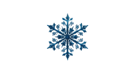 blue snowflake with dark blue outlines isolated on white background