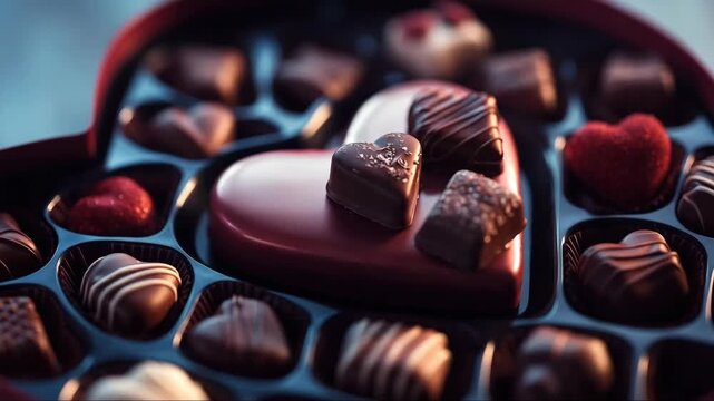 Delicious assorted chocolates arranged in a heart-shaped box for a special occasion