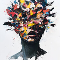 Identity Fragmentation Art, Concept of Broken Identity in Art, Fragmented Face Art Exploration, The Shattered Self in Modern Art, Emotional Fragmentation in Art, Self-Perception Breakdown in Art