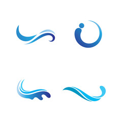 Waves beach logo and blue symbols template icons app