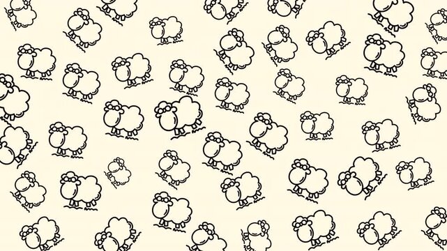 Cute sheep seamless pattern background, transparent background with black sheep pattern, cute and playful. Great for children's and wallpaper.