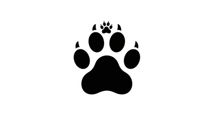 Black silhouette of a paw print with claws, a simple and elegant design for animal lovers