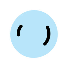 Simple Light Blue Circle With Two Black Curved Lines Floating Abstract Graphic Design Element On White Background