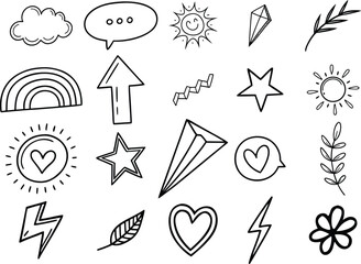 Doodle simple elements set