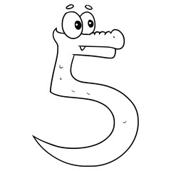 illustration of number 5 dragon illustration hand drawn outline vector