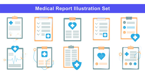 Medical Report Vector Illustration Set