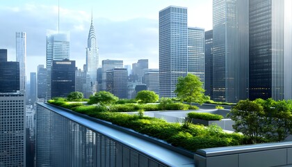 Urban cityscape with�green roof technology