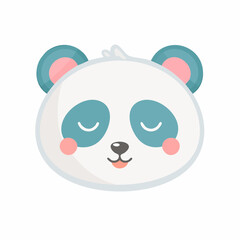 Fototapeta premium Cute panda face with closed eyes and pink cheeks.