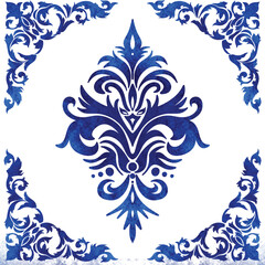 Colorful vintage ceramic tiles wall decoration. Turkish ceramic tiles wall background. Sicilian ceramic style tile, featuring blue decorative flourishes with floral elements.