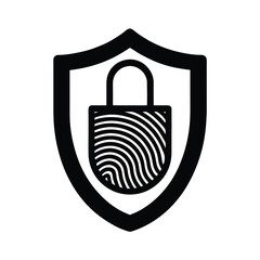 A Secure Login Authentication With Biometric Scan Vector Silhouette On White Background  