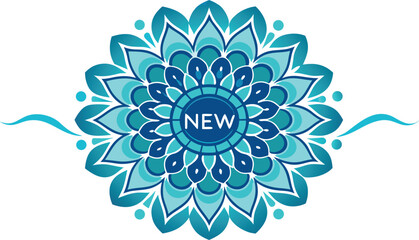 Turquoise mandala with new label and decorative ribbons