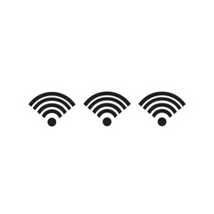 Three black wifi signal icons arranged horizontally on a white background