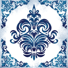 Colorful vintage ceramic tiles wall decoration. Turkish ceramic tiles wall background. Sicilian ceramic style tile, featuring blue decorative flourishes with floral elements.