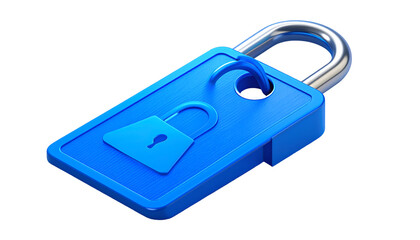 3D Render Blue Padlock Icon with Open Shackle on Black, Symbolizing Digital Security, Data Protection, Privacy & Access Control for Cybersecurity Concepts