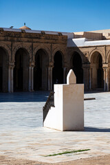 Sundial on stone pedestal in Kairouan Grand Mosque