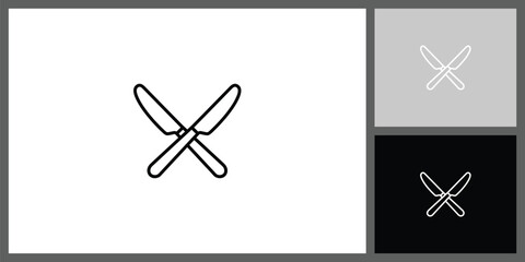 Crossed Knives Icon for Chef, Butcher, and Culinary