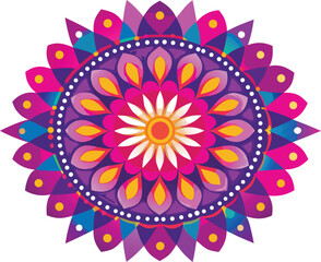 Vibrant colorful mandala flower design