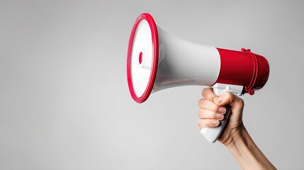 Red and White Megaphone in Hand &ndash; Announcement and Communication Concept