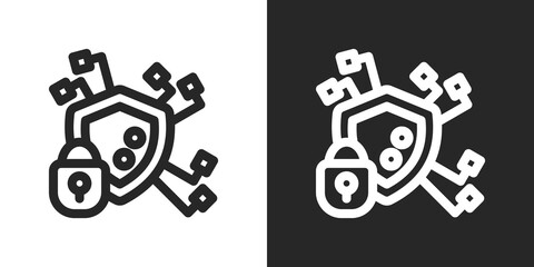 Cyber Security Icon Set in Black and White Outline Style
