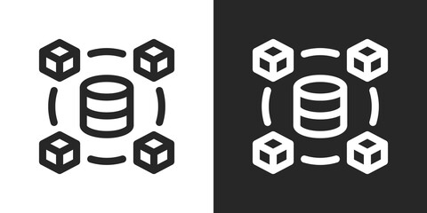 Big Data Icon Set in Black and White Outline Style