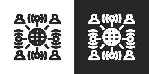 Connectivity Icon Set in Black and White Outline Style