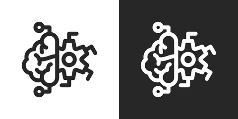 Machine Learning Icon Set in Black and White Outline Style