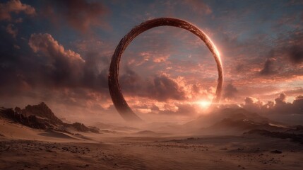 Alien Ring Structure in Desert Landscape