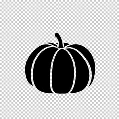 Pumpkin or squash for Halloween and Thanksgiving flat vector icon isolated on transparent background