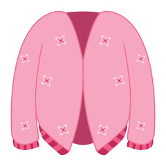 Pink floral cardigan with striped cuffs and soft tones, perfect for fashion mockups, seasonal apparel branding, online store assets, or lifestyle content.