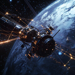 Space Orbit Digital Art, Space Orbit Art, Digital Space Orbit, Orbiting in Space, 3D Space Orbit, Orbiting Planets in Space, 3D Space Orbit Design, Cosmic Orbit in Space, Space Station Orbit