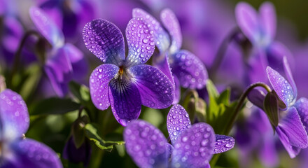 Vibrant Violets Glistening With Morning