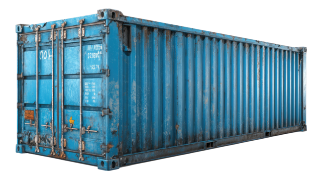 Blue Cargo Container Isolated on transparent background Remove png, Clipping Path, pen tool