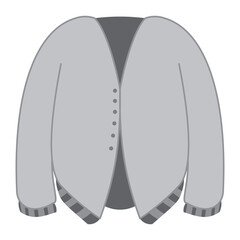 Fototapeta premium Gray cardigan with button down front and striped cuffs, perfect for fashion mockups, online store assets, seasonal apparel branding, or minimalist styling.