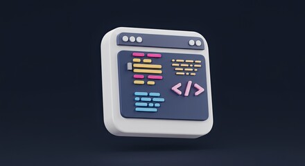 Learn coding with this fun and colorful program window, ideal for tutorials, software development promotions, and digital marketing for web design and app creation