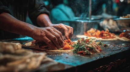 Street Food Preparation Close-Up | Traditional Spicy Noodles Cooking by Hand
