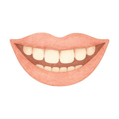 Naklejka premium PNG Smiling lips watercolor illustration.