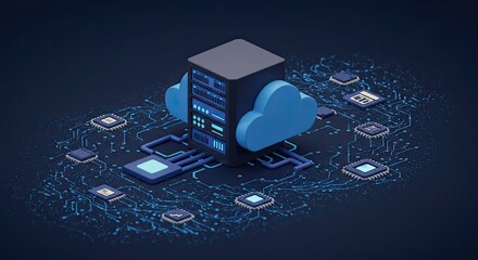 Modern cloud server technology with data center and secure digital network for business solutions and innovations