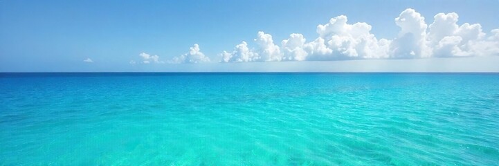 Serene Turquoise Ocean Stretching to the Horizon Calm Waters Under a Clear Sky, Perfect for Travel, Nature, and Serenity Themes